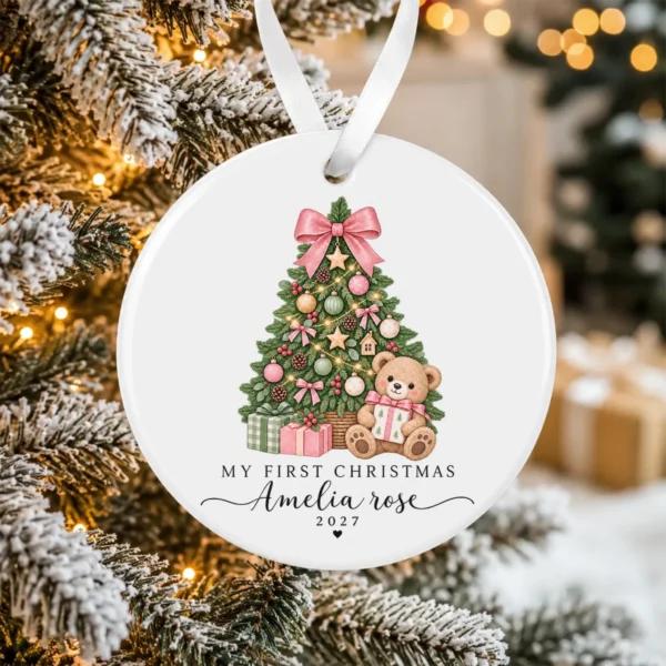 Personalized Baby's My First Christmas 2027 Ornament — alternate product mockup personalized baby’s first christmas ornament product image product photo