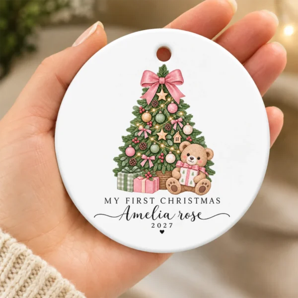 Personalized Baby's My First Christmas 2027 Ornament — alternate product mockup personalized baby’s first christmas ornament product image product photo