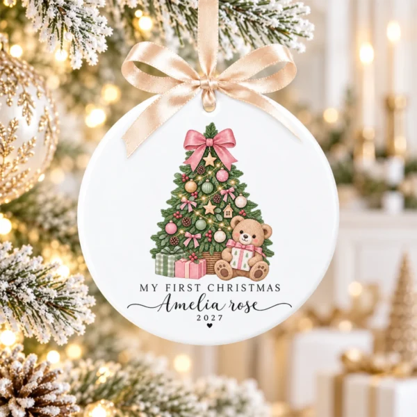 Personalized Baby's My First Christmas 2027 Ornament — alternate product mockup personalized baby’s first christmas ornament product image product photo