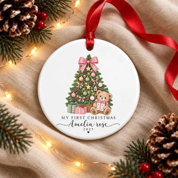 Personalized Baby's My First Christmas 2027 Ornament — alternate product mockup personalized baby’s first christmas ornament product image product photo