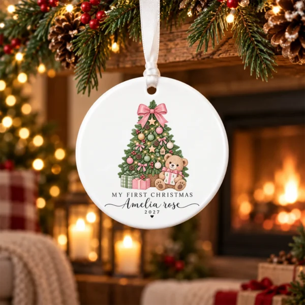 Personalized Baby's My First Christmas 2027 Ornament — alternate product mockup personalized baby’s first christmas ornament product image product photo