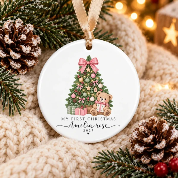 Personalized Baby's My First Christmas 2027 Ornament — alternate product mockup personalized baby’s first christmas ornament product image product photo