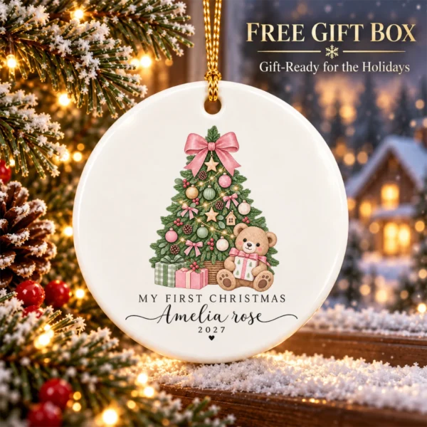 Personalized Baby's My First Christmas 2027 Ornament — alternate product mockup personalized baby’s first christmas ornament product image product detail