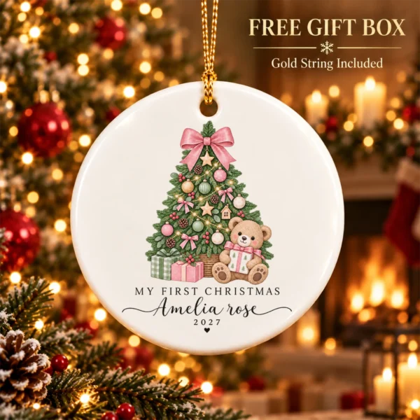 Personalized Baby's My First Christmas 2027 Ornament — alternate product mockup personalized baby’s first christmas ornament product image product photo