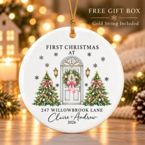 personalized ceramic new home ornament for first christmas couple product image