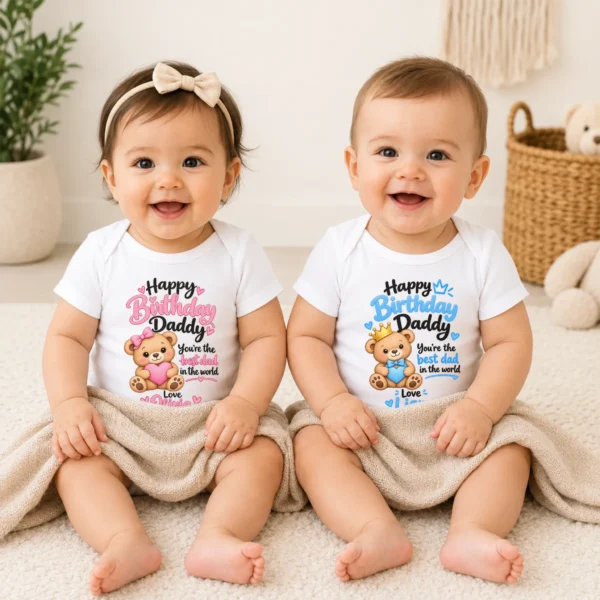 Personalized Daddy Birthday Baby Bodysuit & Custom Toddler Shirt — baby bodysuit mockup personalized daddy birthday baby bodysuit & custom toddler shirt model mockup