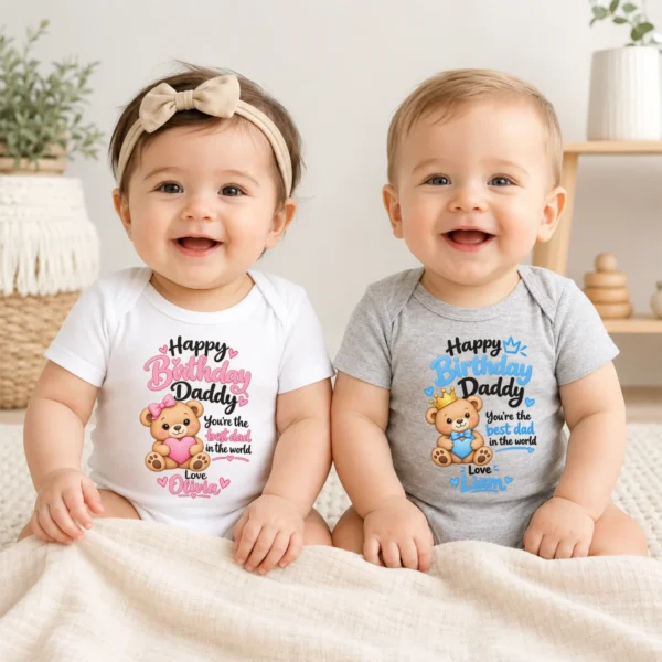 Personalized Daddy Birthday Baby Bodysuit & Custom Toddler Shirt — baby bodysuit mockup personalized daddy birthday baby bodysuit & custom toddler shirt model mockup