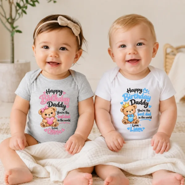 Personalized Daddy Birthday Baby Bodysuit & Custom Toddler Shirt — baby bodysuit mockup personalized daddy birthday baby bodysuit & custom toddler shirt model mockup
