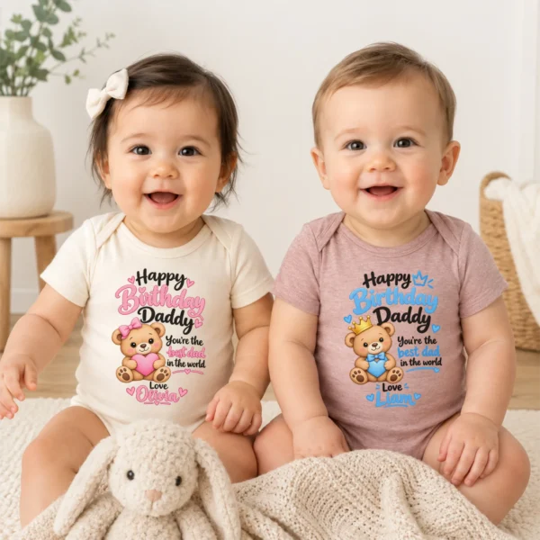Personalized Daddy Birthday Baby Bodysuit & Custom Toddler Shirt — baby bodysuit mockup personalized daddy birthday baby bodysuit & custom toddler shirt model mockup