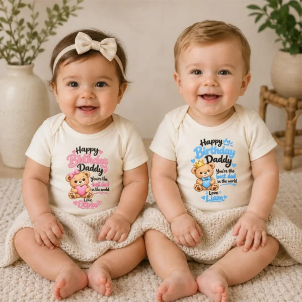 Personalized Daddy Birthday Baby Bodysuit & Custom Toddler Shirt — baby bodysuit mockup personalized daddy birthday baby bodysuit & custom toddler shirt model mockup