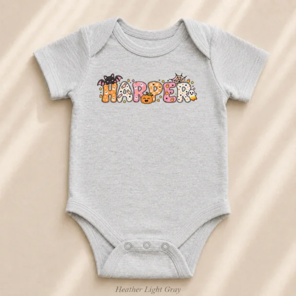 Personalized Halloween Baby Bodysuit or Toddler Shirt — alternate product mockup personalized halloween baby bodysuit product photo