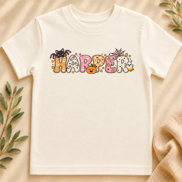 personalized halloween baby bodysuit close-up detail