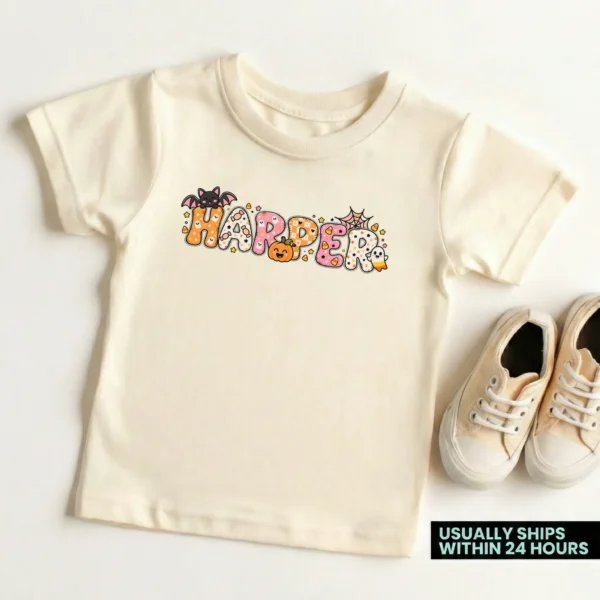 Personalized Halloween Baby Bodysuit or Toddler Shirt — toddler shirt mockup personalized halloween baby bodysuit product detail