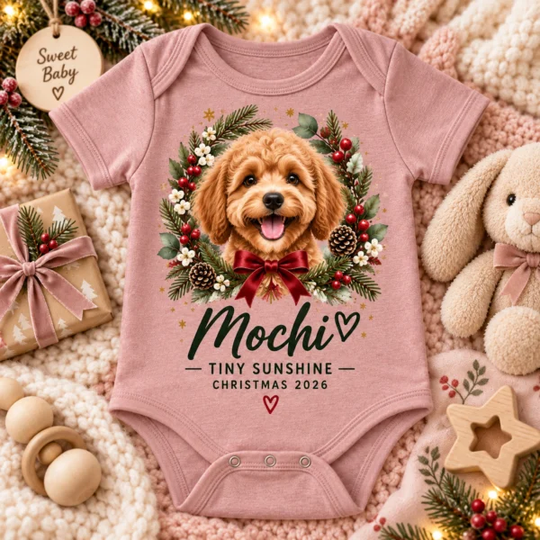 Personalized Pet Photo Baby Bodysuit, Watercolor Christmas Gift 2026 — alternate product mockup personalized pet photo baby bodysuit color options