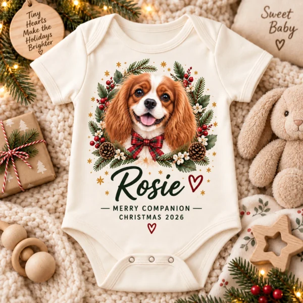 Personalized Pet Photo Baby Bodysuit, Watercolor Christmas Gift 2026 — alternate product mockup personalized pet photo baby bodysuit color options