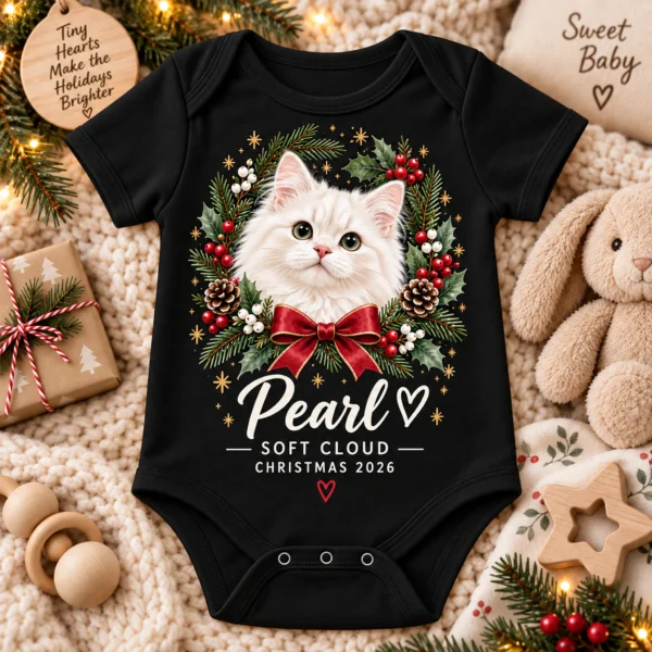 Personalized Pet Photo Baby Bodysuit, Watercolor Christmas Gift 2026 — alternate product mockup personalized pet photo baby bodysuit color options