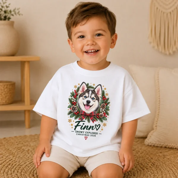 Personalized Pet Photo Baby Bodysuit, Watercolor Christmas Gift 2026 — toddler shirt mockup personalized pet photo baby bodysuit color options