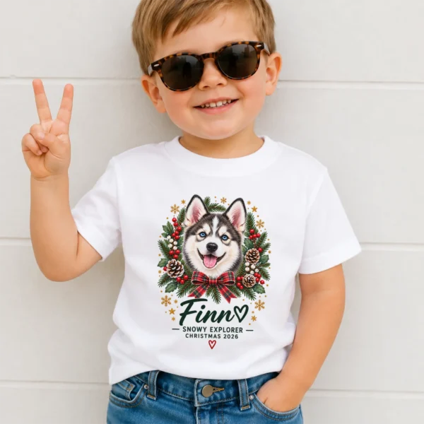 Personalized Pet Photo Baby Bodysuit, Watercolor Christmas Gift 2026 — toddler shirt mockup personalized pet photo baby bodysuit color options