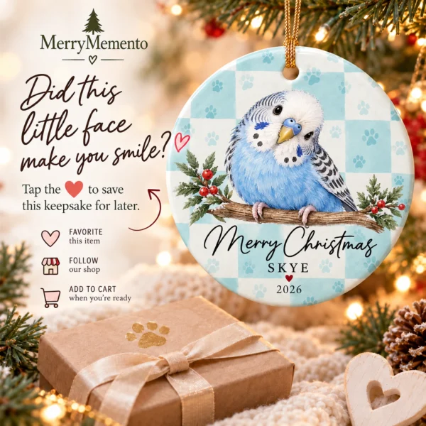 Personalized Pet Photo Ornament with Name, Year & Custom Background — alternate product mockup personalized pet photo ornament with name product image back view