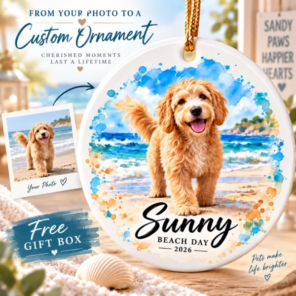 personalized watercolor pet ornament product image color options