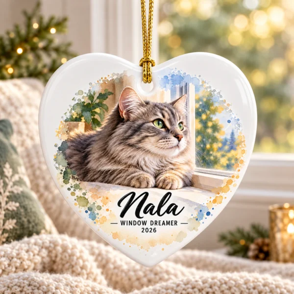 Personalized Watercolor Pet Ornament, Custom Photo Keepsake Gift Idea — alternate product mockup personalized watercolor pet ornament product image color options