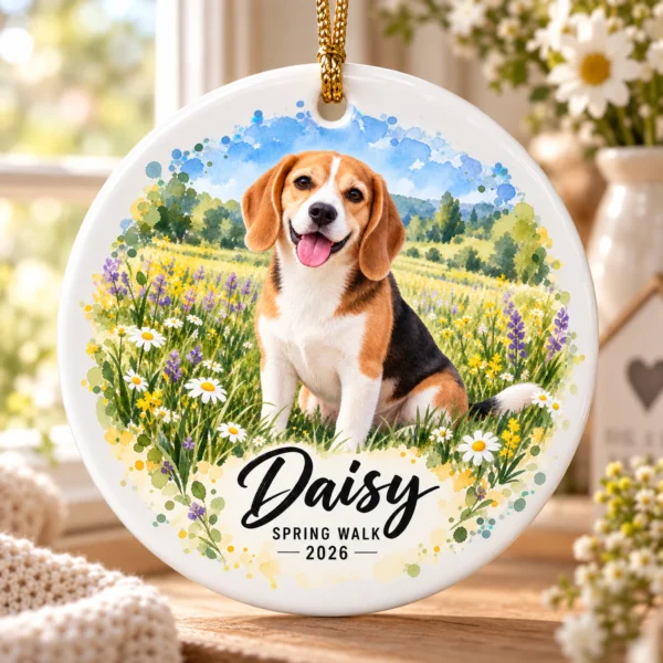 Personalized Watercolor Pet Ornament, Custom Photo Keepsake Gift Idea — alternate product mockup personalized watercolor pet ornament product image color options