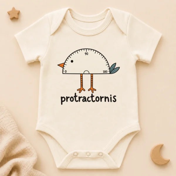 Protractor Bird Baby Bodysuit, Toddler & Youth Shirt | Protractornis — alternate product mockup protractor bird baby bodysuit product photo