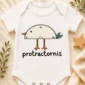 protractor bird baby bodysuit close-up detail