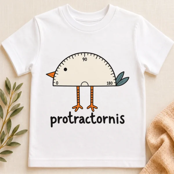 Protractor Bird Baby Bodysuit, Toddler & Youth Shirt | Protractornis — toddler shirt mockup protractor bird baby bodysuit close-up detail