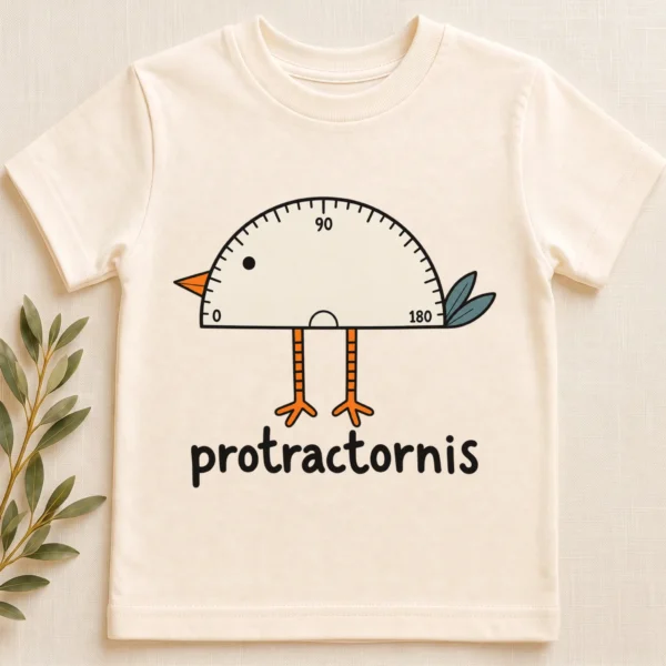 Protractor Bird Baby Bodysuit, Toddler & Youth Shirt | Protractornis — toddler shirt mockup protractor bird baby bodysuit close-up detail
