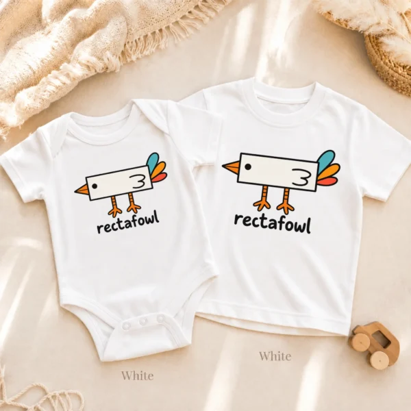 Rectangle Bird Baby Bodysuit, Toddler & Youth Shirt | Rectafowl — alternate product mockup rectangle bird baby bodysuit close-up detail