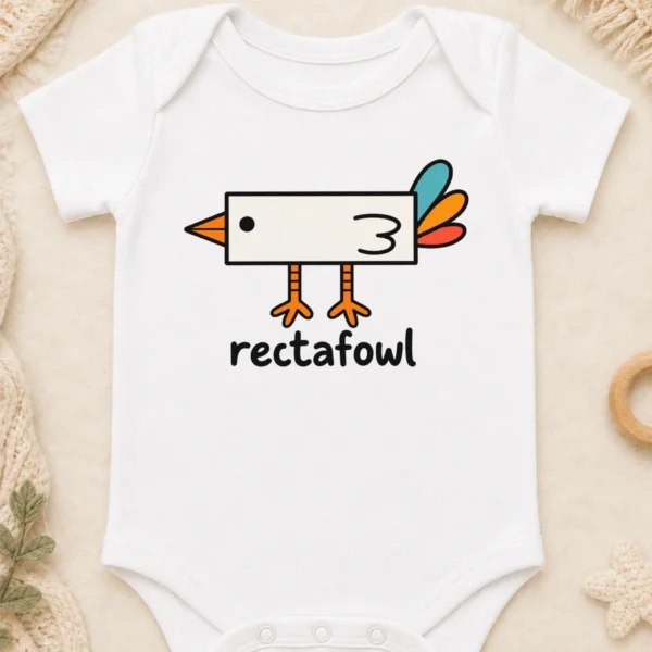 Rectangle Bird Baby Bodysuit, Toddler & Youth Shirt | Rectafowl — baby bodysuit mockup rectangle bird baby bodysuit close-up detail