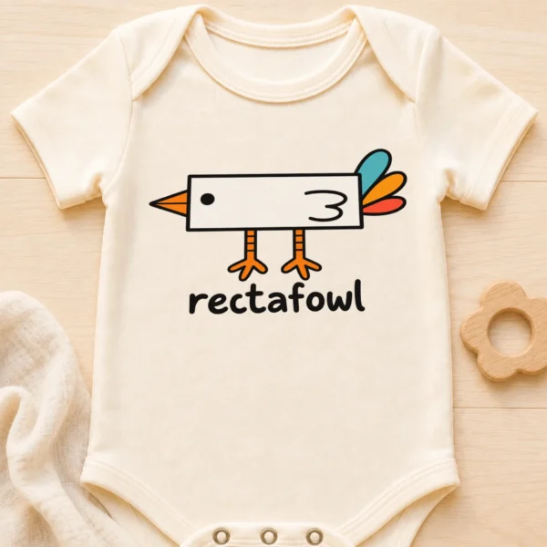 Rectangle Bird Baby Bodysuit, Toddler & Youth Shirt | Rectafowl — baby bodysuit mockup rectangle bird baby bodysuit close-up detail