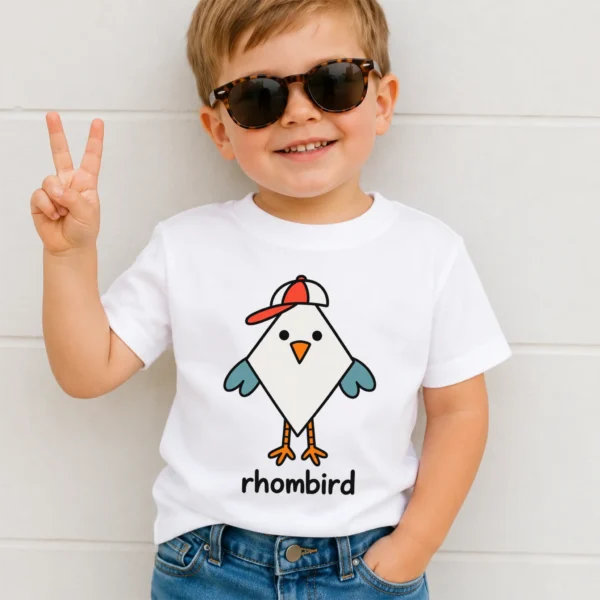 Rhombus Bird Baby Bodysuit, Toddler & Youth Shirt | Rhombird — toddler shirt mockup rhombus bird baby bodysuit styled product photo