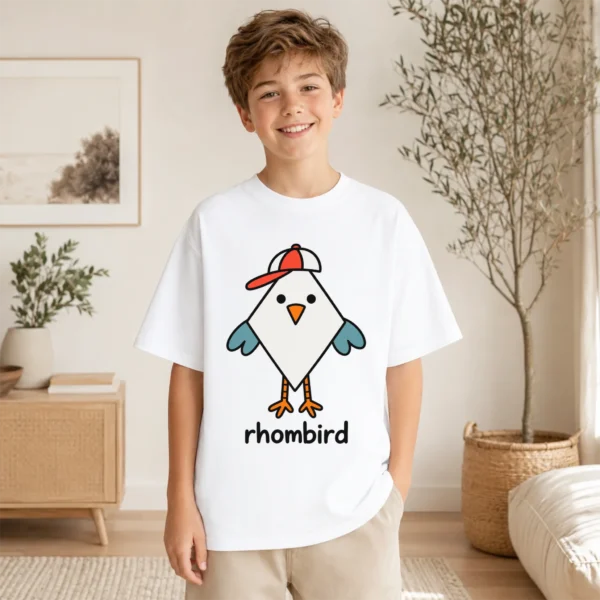 Rhombus Bird Baby Bodysuit, Toddler & Youth Shirt | Rhombird — toddler shirt mockup rhombus bird baby bodysuit close-up detail