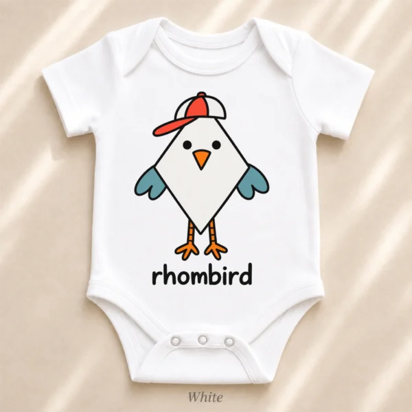 Rhombus Bird Baby Bodysuit, Toddler & Youth Shirt | Rhombird — alternate product mockup rhombus bird baby bodysuit alternate angle