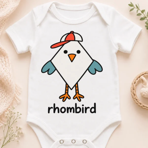 Rhombus Bird Baby Bodysuit, Toddler & Youth Shirt | Rhombird — baby bodysuit mockup rhombus bird baby bodysuit close-up detail