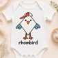 rhombus bird baby bodysuit close-up detail