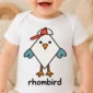 rhombus bird baby bodysuit close-up detail