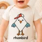 rhombus bird baby bodysuit close-up detail