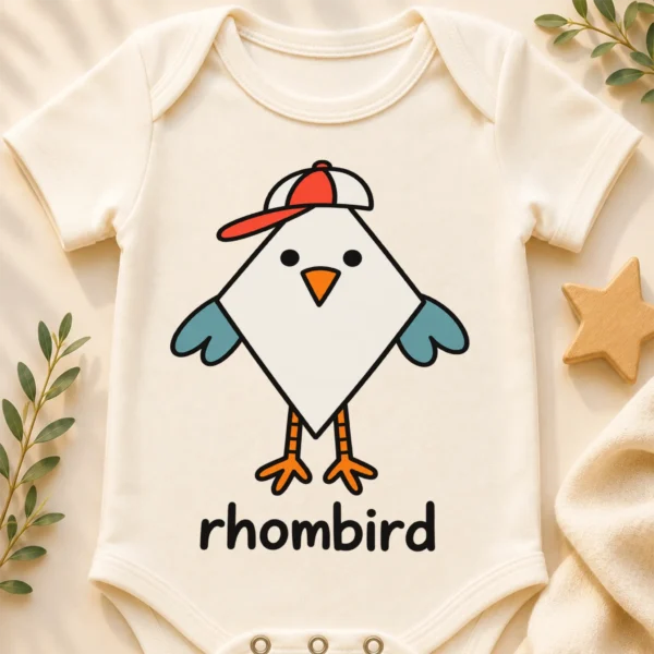 Rhombus Bird Baby Bodysuit, Toddler & Youth Shirt | Rhombird — baby bodysuit mockup rhombus bird baby bodysuit close-up detail