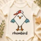 rhombus bird baby bodysuit close-up detail