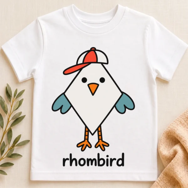 Rhombus Bird Baby Bodysuit, Toddler & Youth Shirt | Rhombird — toddler shirt mockup rhombus bird baby bodysuit close-up detail