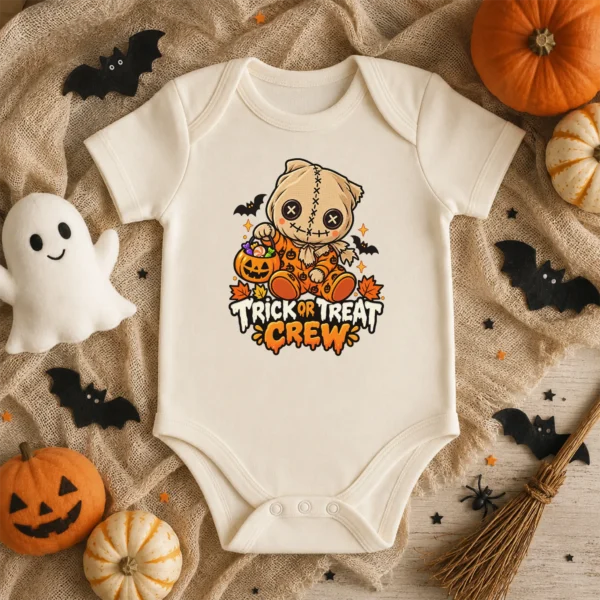 Halloween Sack Mask Baby Bodysuit or Toddler Shirt — baby bodysuit mockup sack mask baby bodysuit product photo