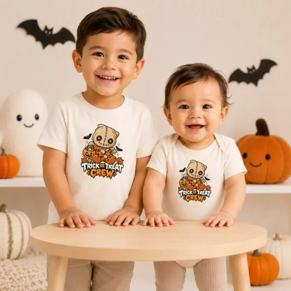 Halloween Sack Mask Baby Bodysuit or Toddler Shirt — baby bodysuit mockup sack mask baby bodysuit product photo