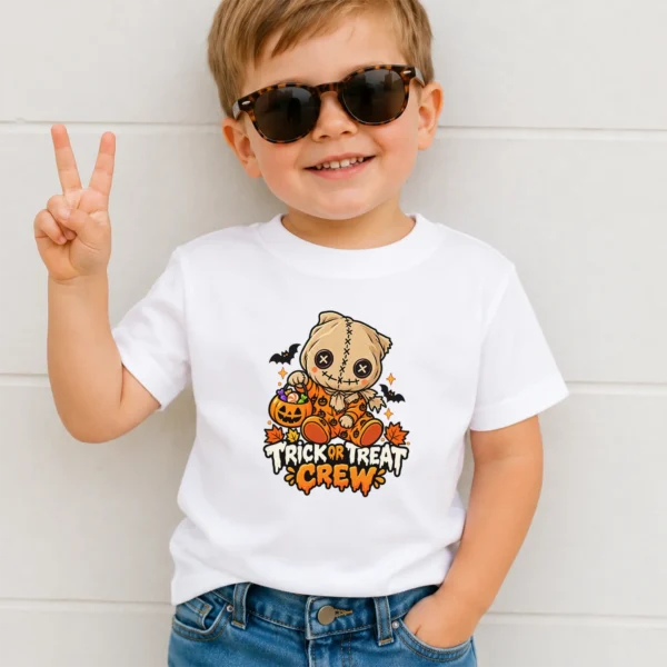 Halloween Sack Mask Baby Bodysuit or Toddler Shirt — toddler shirt mockup sack mask baby bodysuit product photo