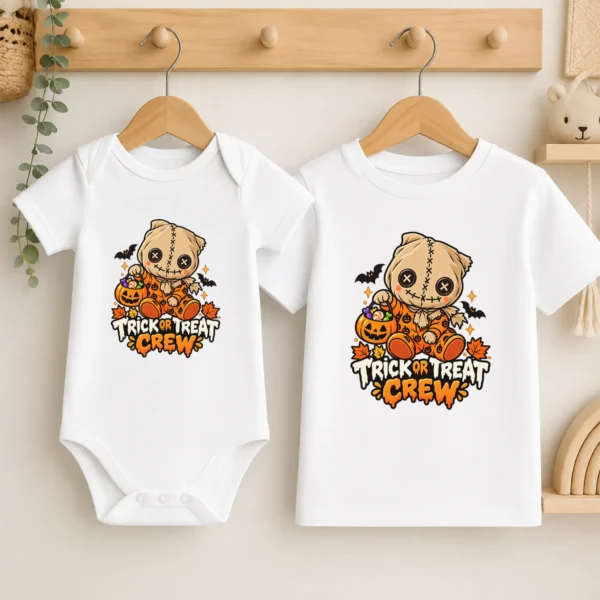 Halloween Sack Mask Baby Bodysuit or Toddler Shirt — baby bodysuit mockup sack mask baby bodysuit product photo