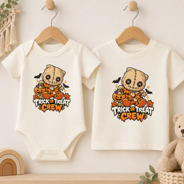 Halloween Sack Mask Baby Bodysuit or Toddler Shirt — baby bodysuit mockup sack mask baby bodysuit product photo