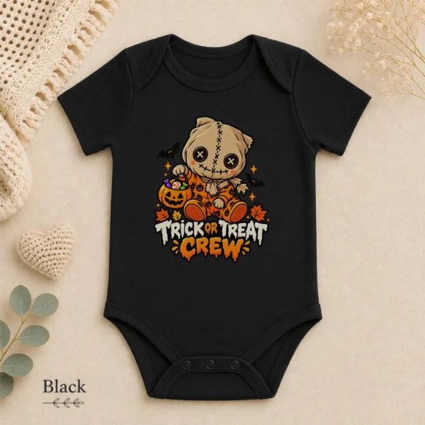Halloween Sack Mask Baby Bodysuit or Toddler Shirt — alternate product mockup sack mask baby bodysuit mockup view
