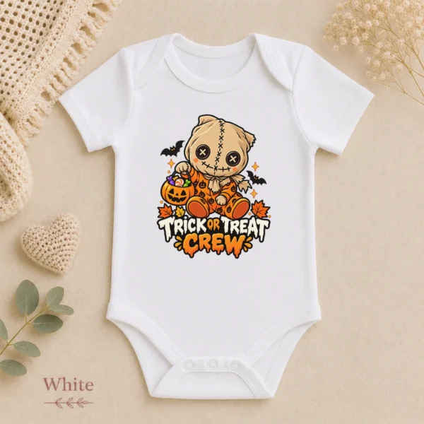 Halloween Sack Mask Baby Bodysuit or Toddler Shirt — alternate product mockup sack mask baby bodysuit styled product photo